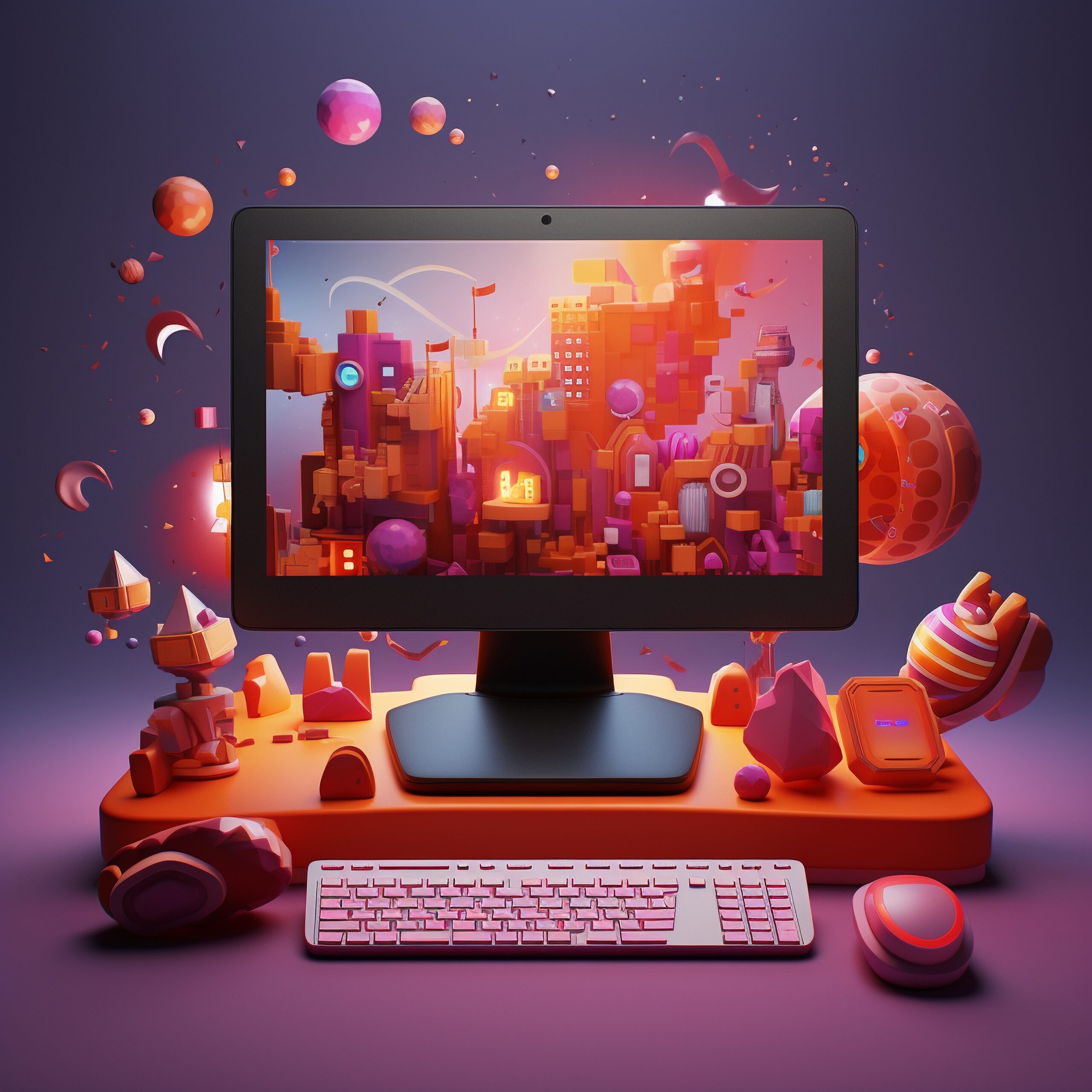 view-3d-computer-device-with-peripheral-devices